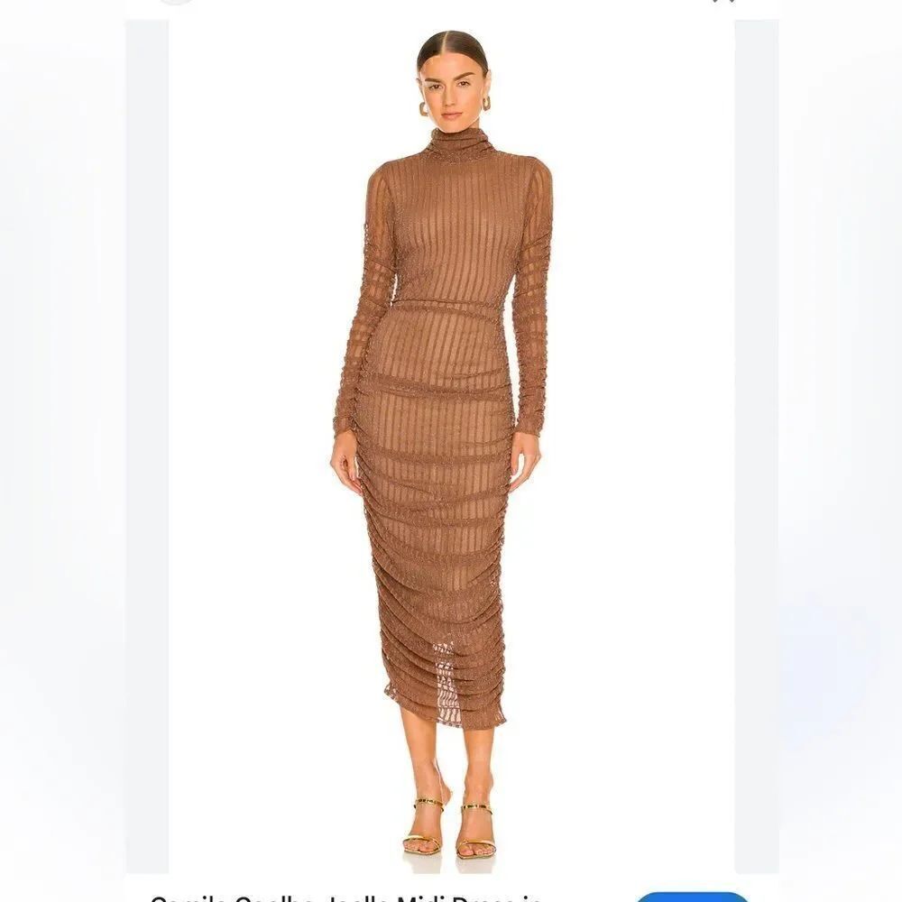 Camila Coelho Joelle Midi Dress in Brown Flawed